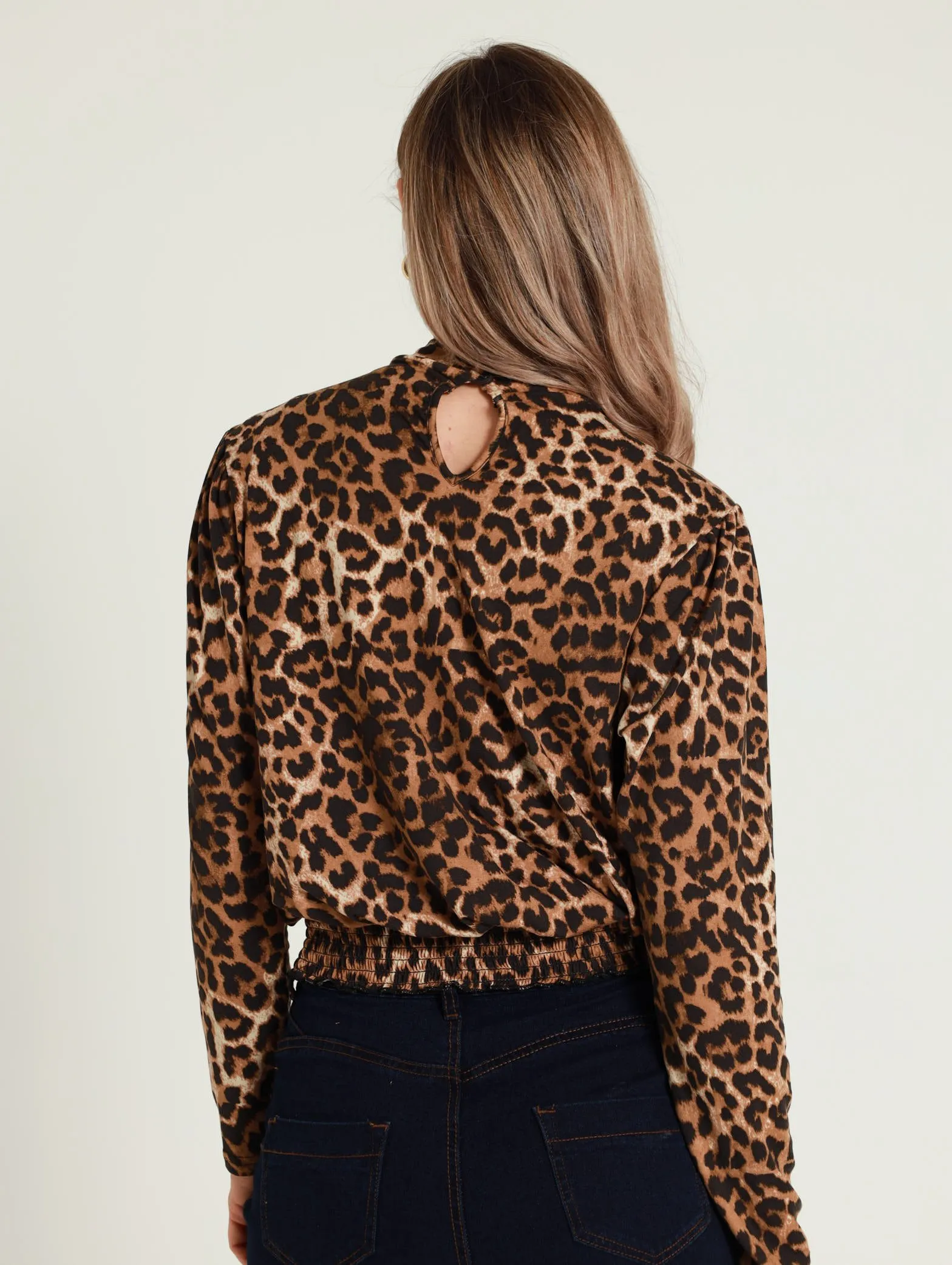 Smocked Hineck Blouse - Animal