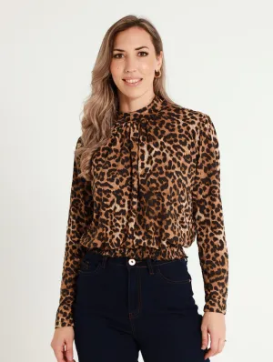 Smocked Hineck Blouse - Animal
