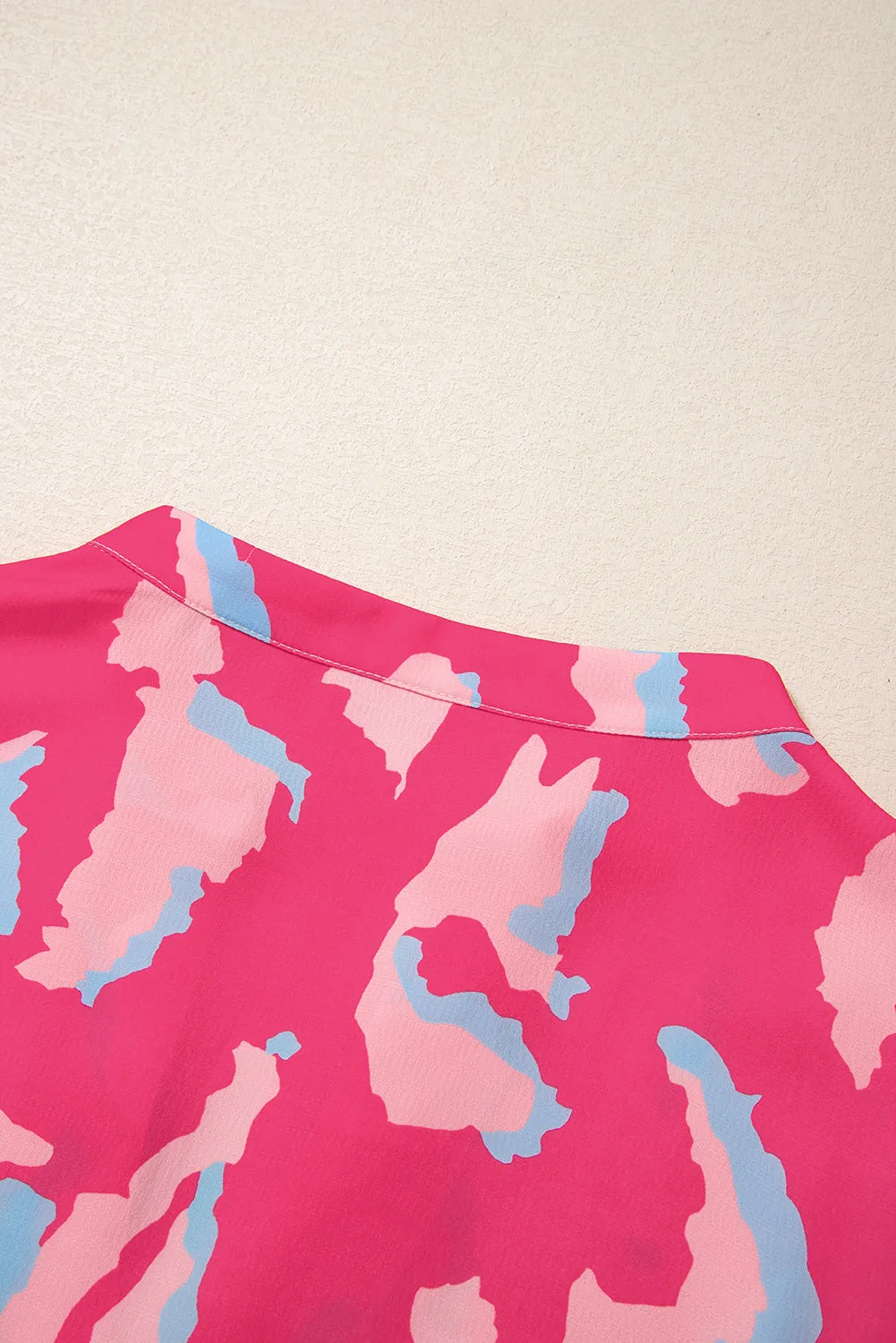 Smocked Puff Sleeve V Neck Blouse