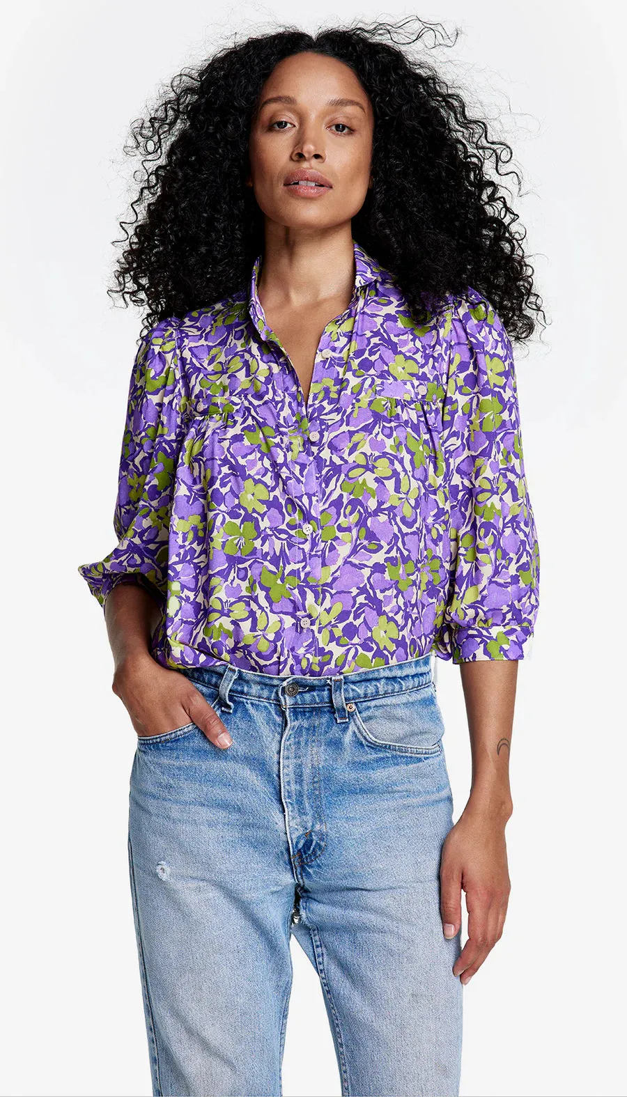 SMYTHE SHIRRED POCKET BLOUSE