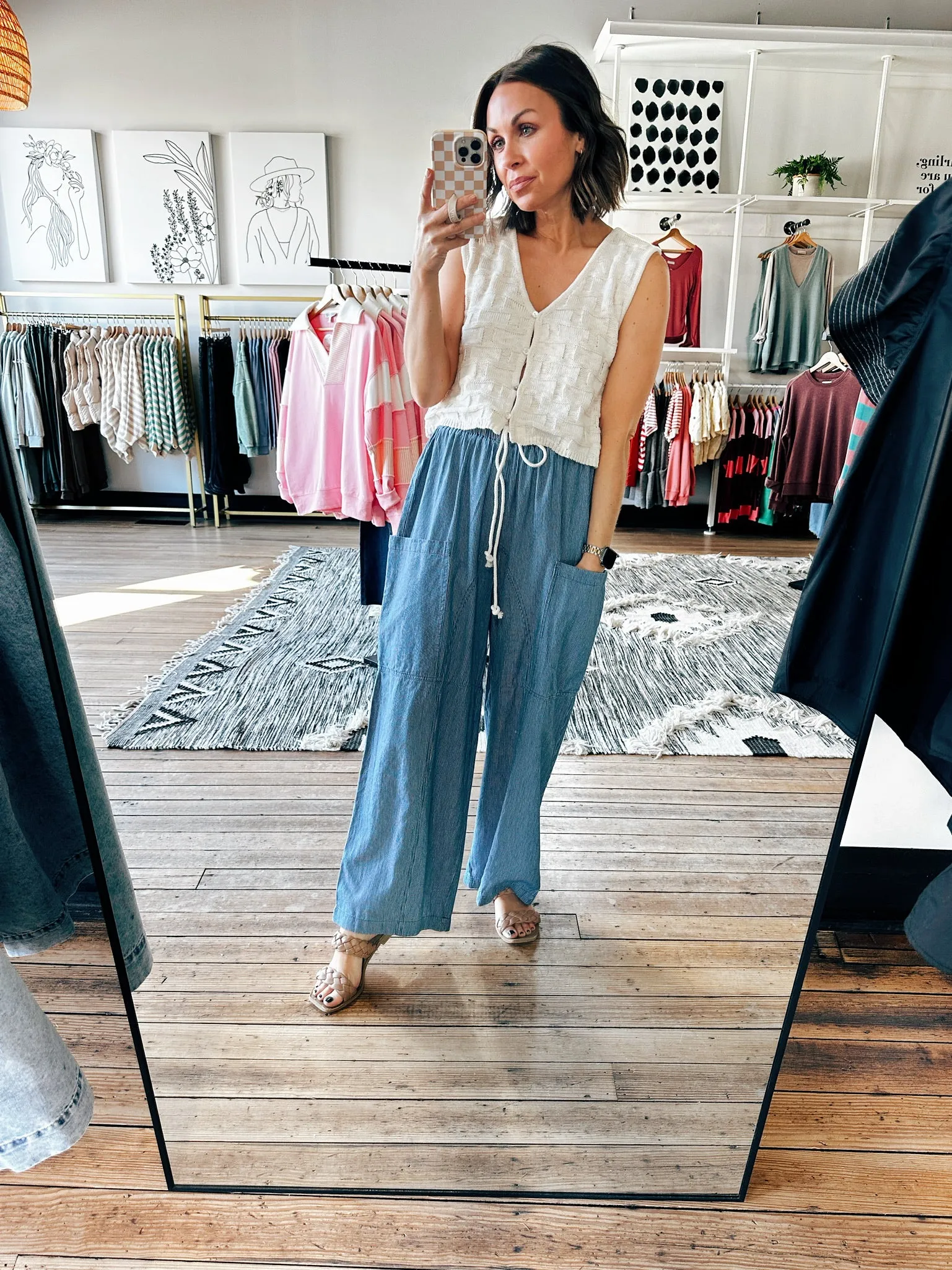 Stone Washed Pinstripe Pants