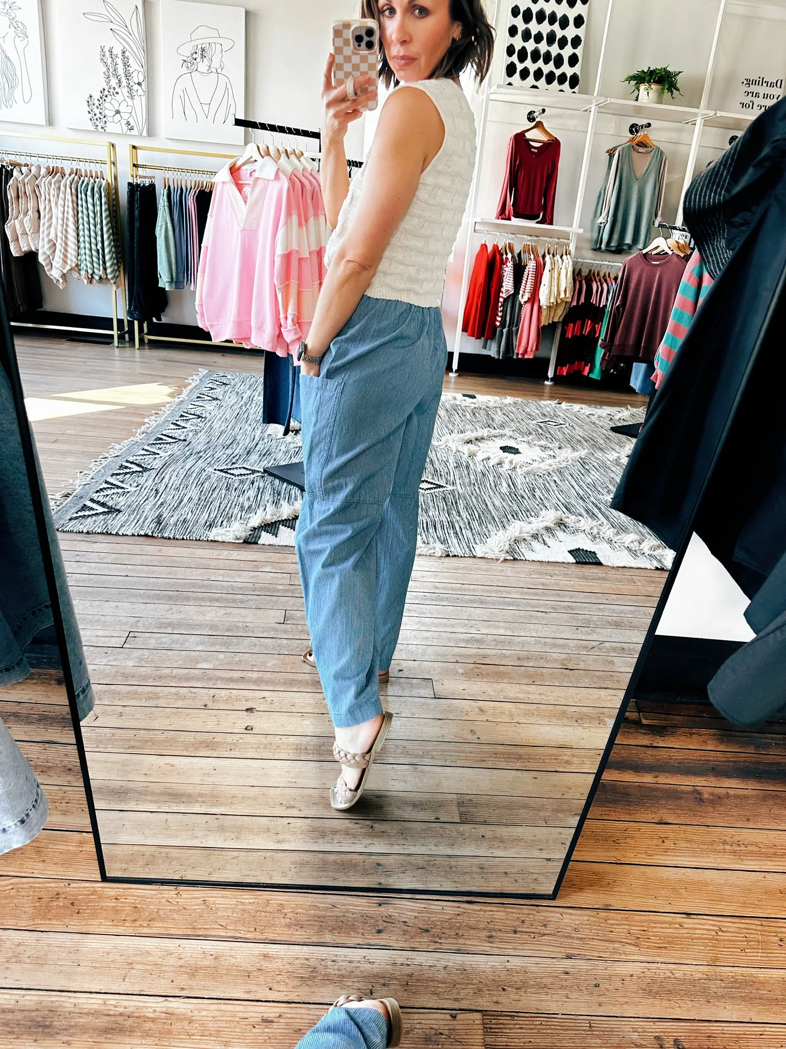 Stone Washed Pinstripe Pants