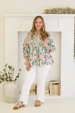 Summer Shake Up Smocked Floral Top