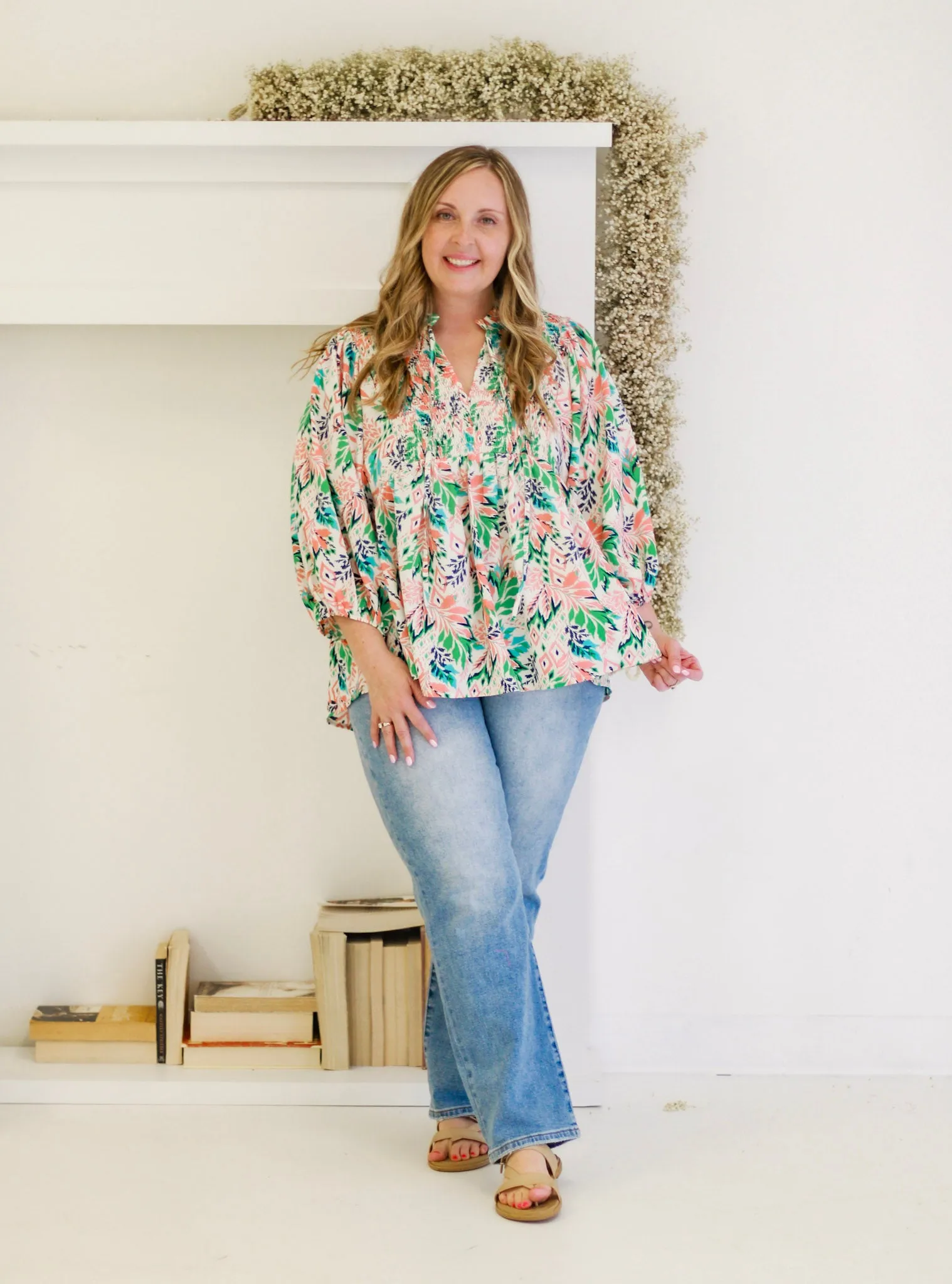 Summer Shake Up Smocked Floral Top