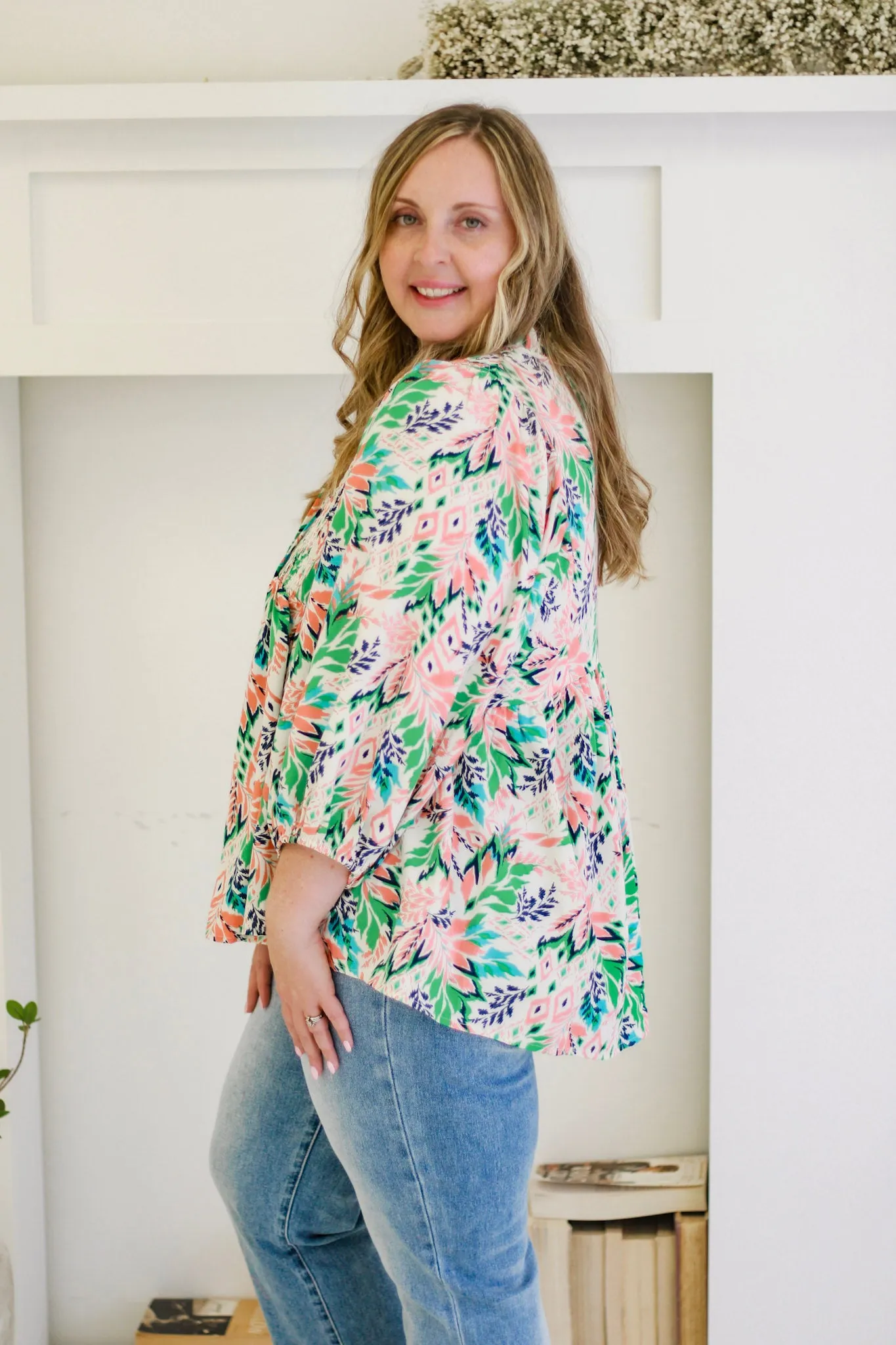 Summer Shake Up Smocked Floral Top