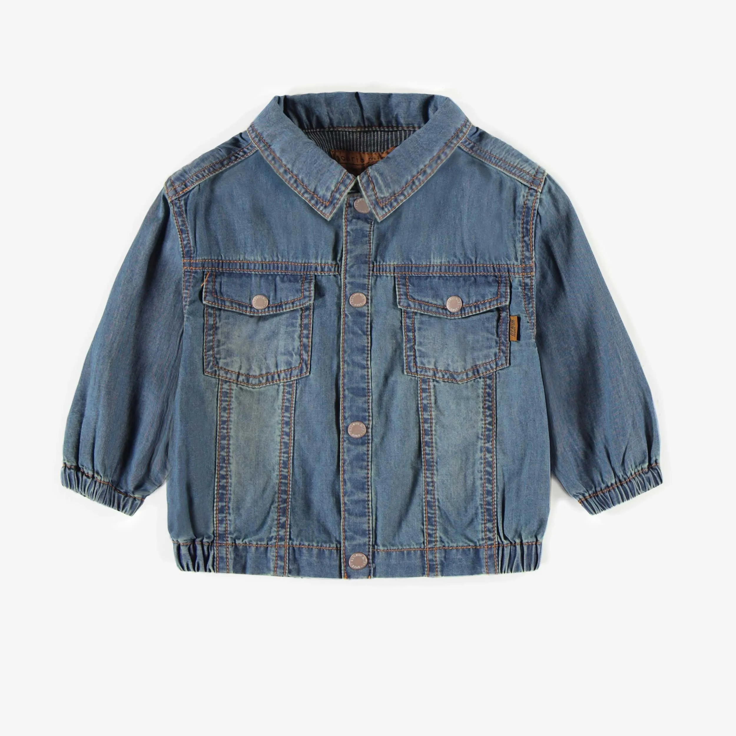 Surchemise en denim foncé de coupe ample, bébé || Loose fit dark denim overshirt, baby