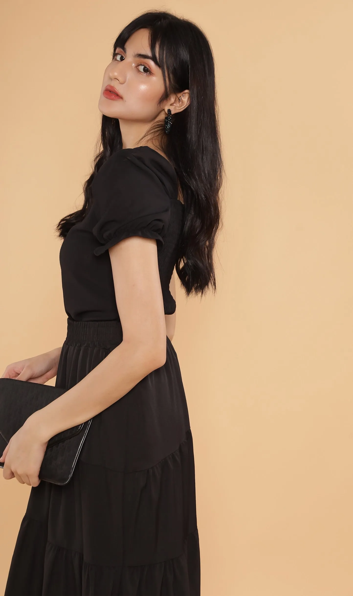 TANSY Square-Neck Top (Black)