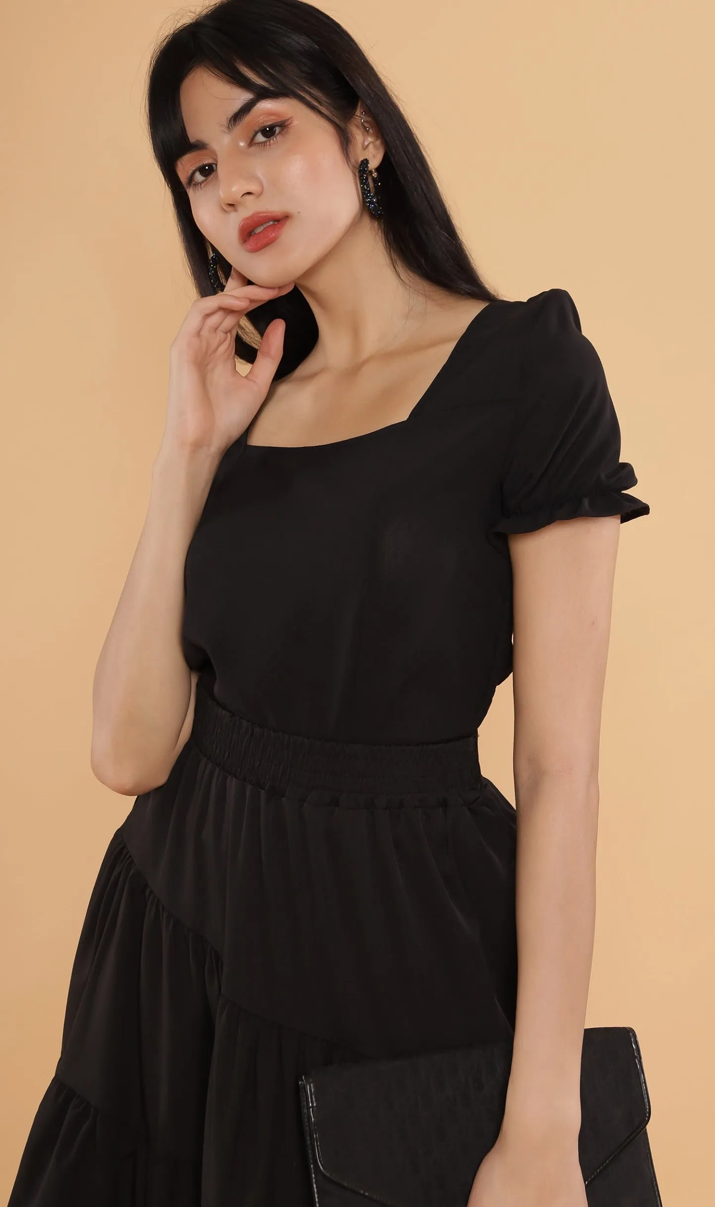 TANSY Square-Neck Top (Black)