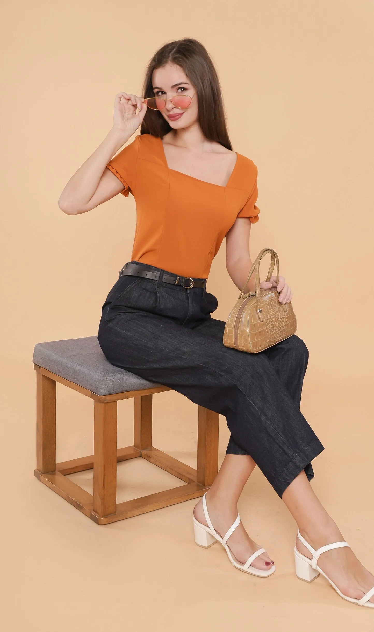 TANSY Square-Neck Top (Pumpkin)