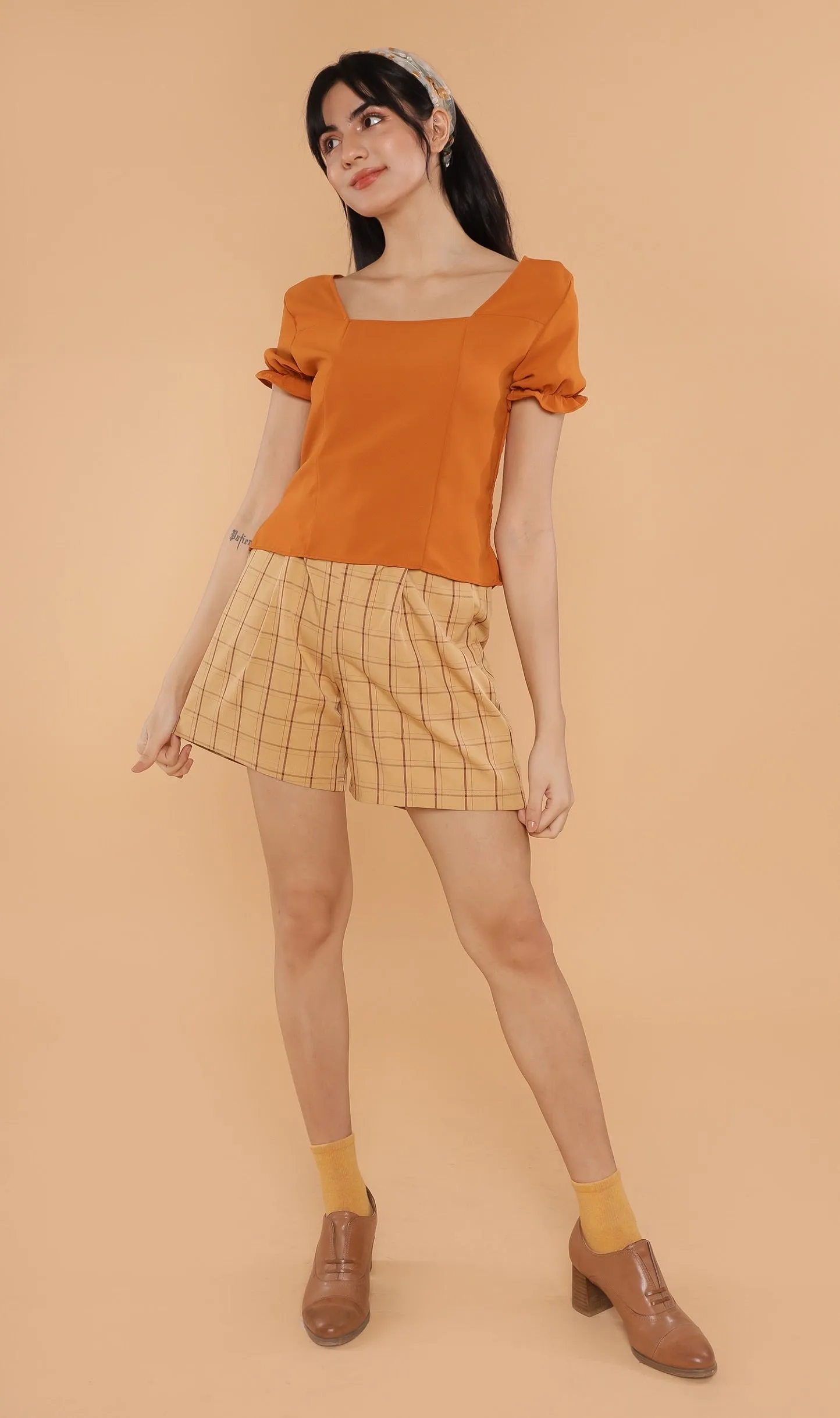 TANSY Square-Neck Top (Pumpkin)