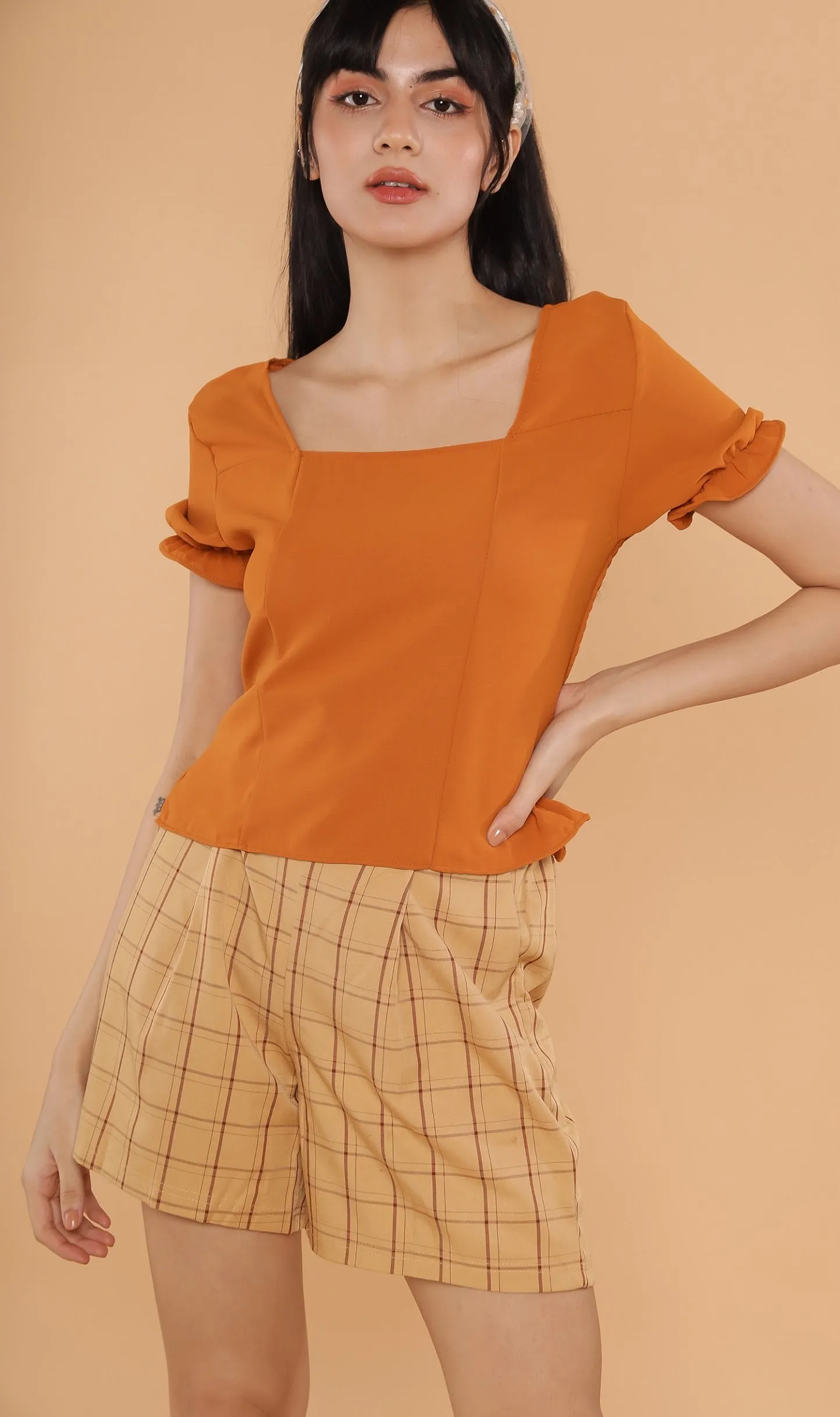 TANSY Square-Neck Top (Pumpkin)