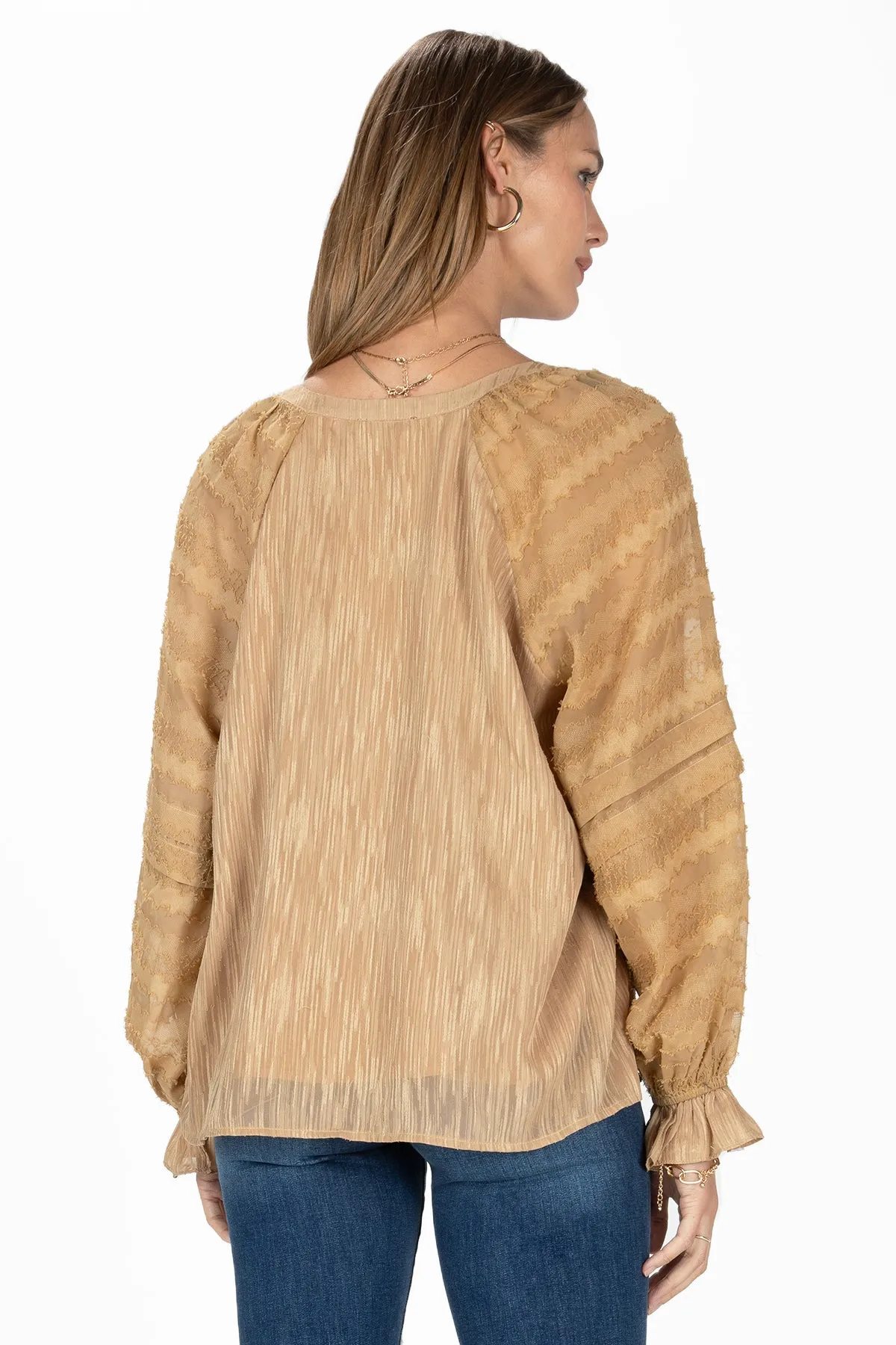Textured Long Sleeve Blouse