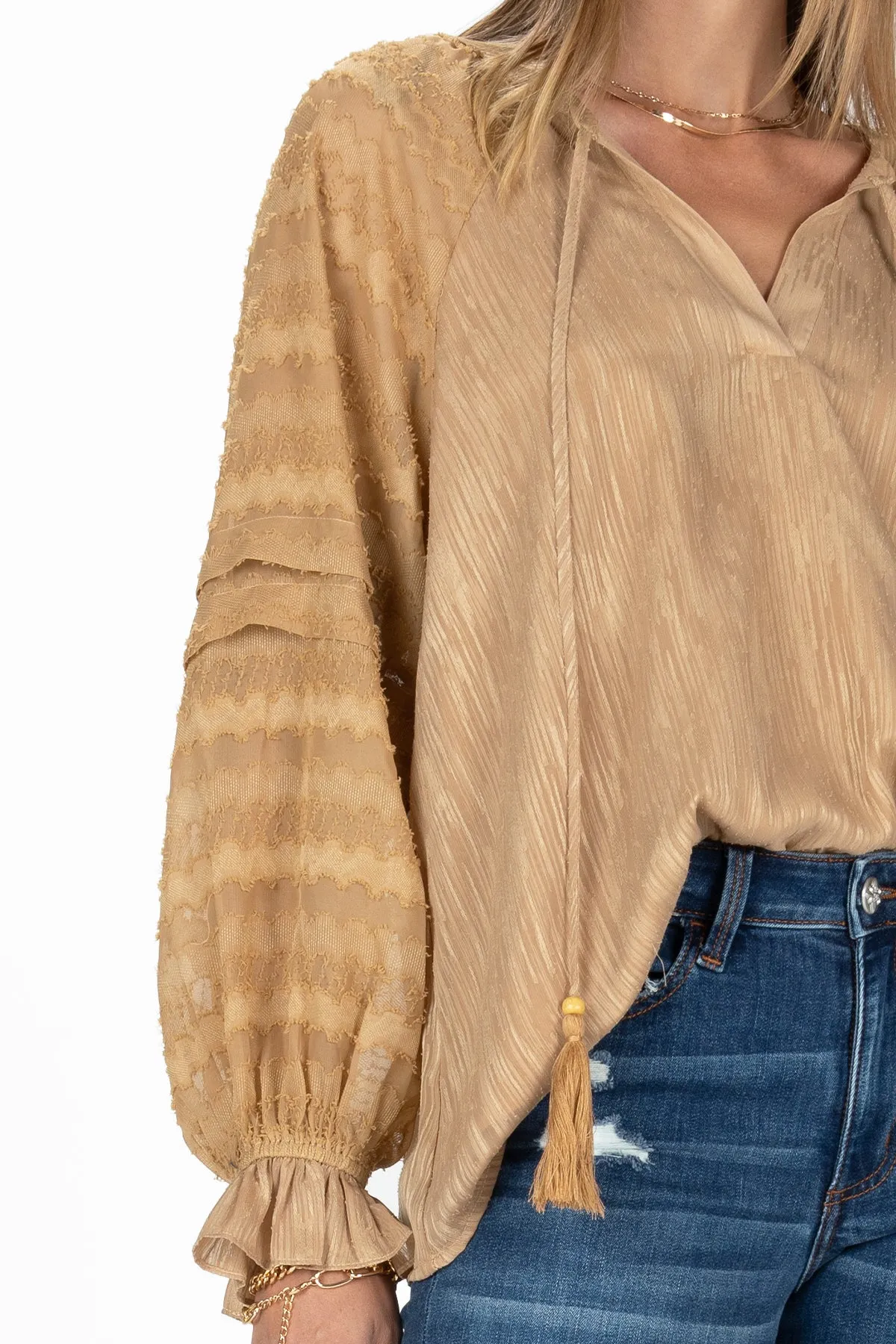 Textured Long Sleeve Blouse