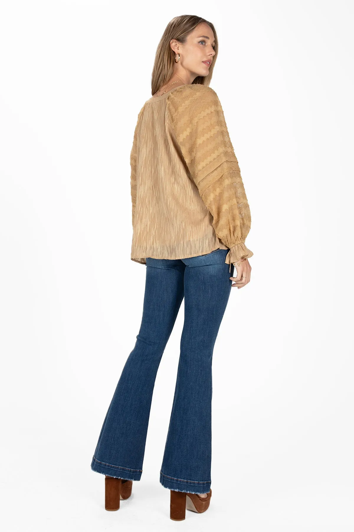 Textured Long Sleeve Blouse