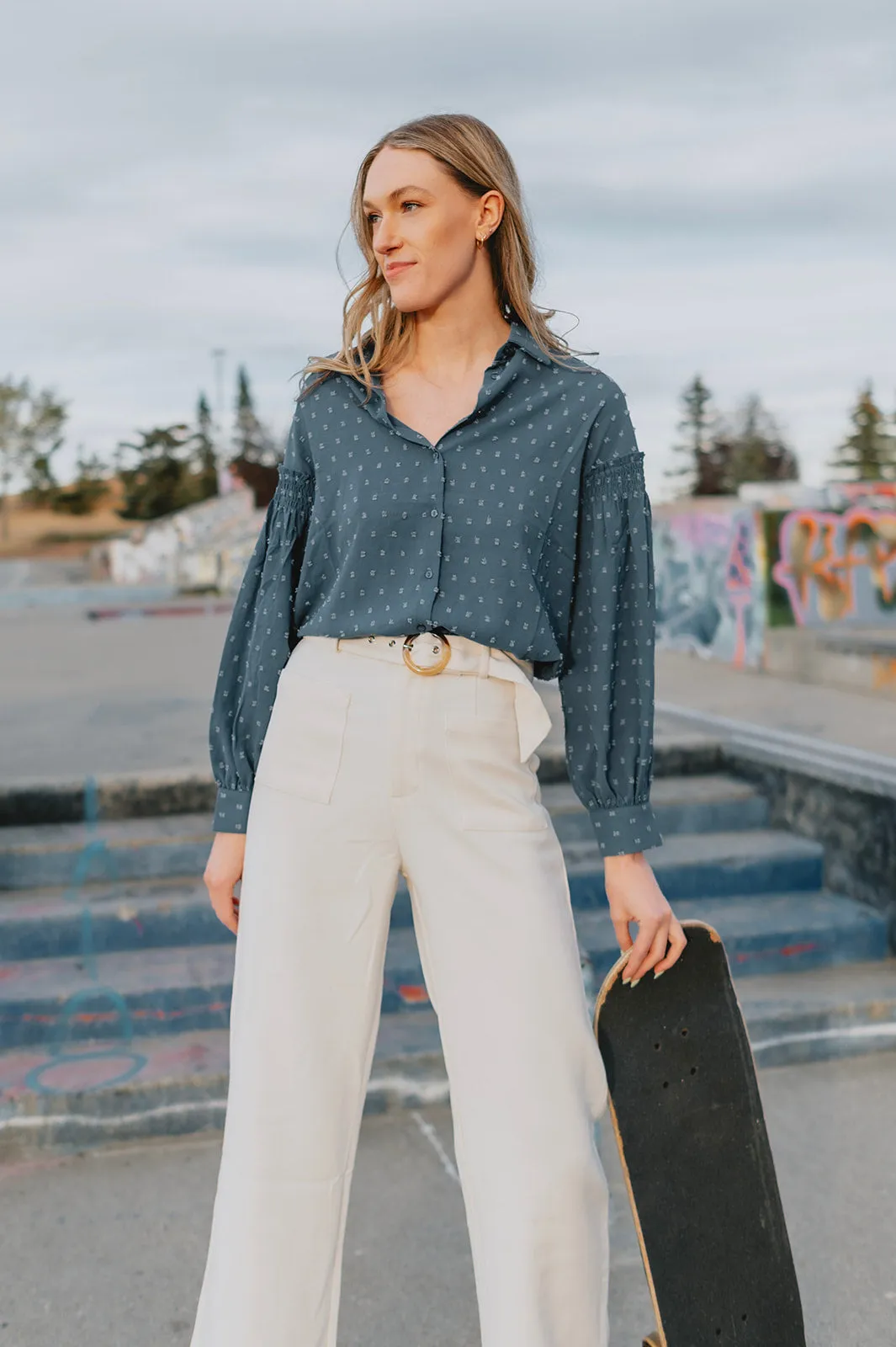 The Presley Blouse - Soft Blue