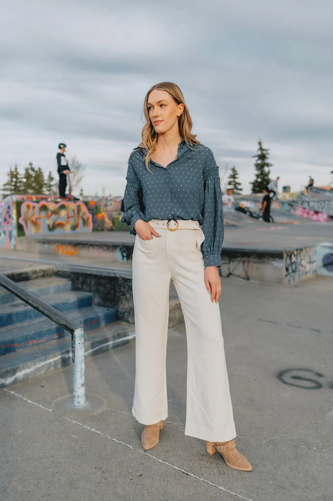The Presley Blouse - Soft Blue
