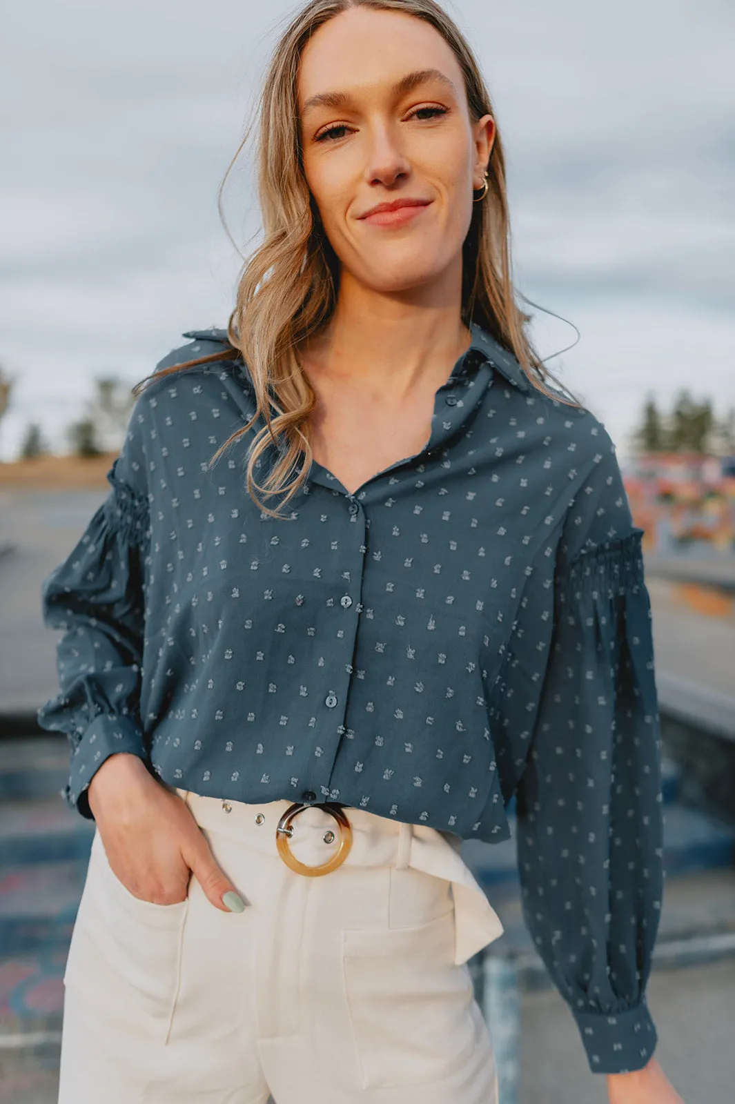 The Presley Blouse - Soft Blue