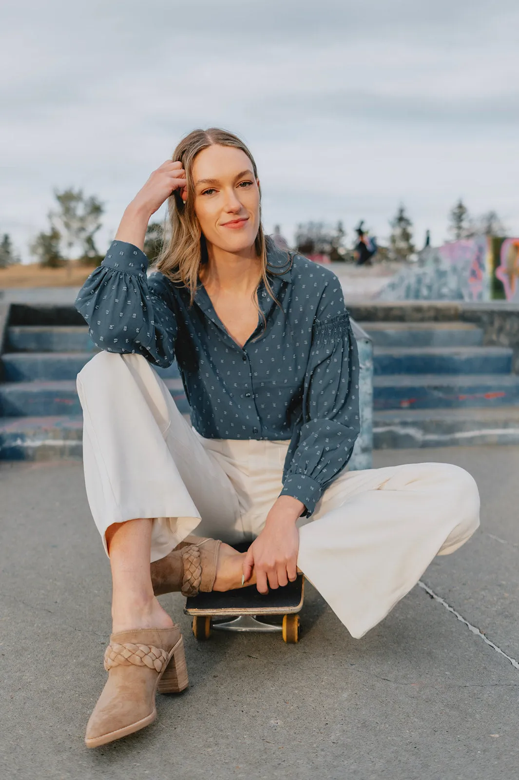 The Presley Blouse - Soft Blue