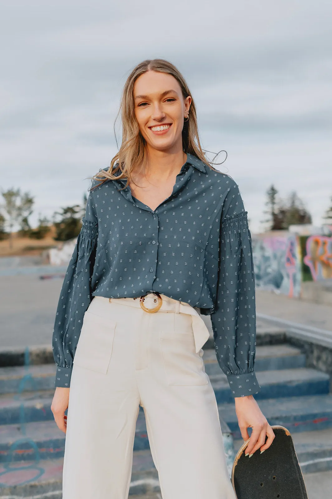 The Presley Blouse - Soft Blue