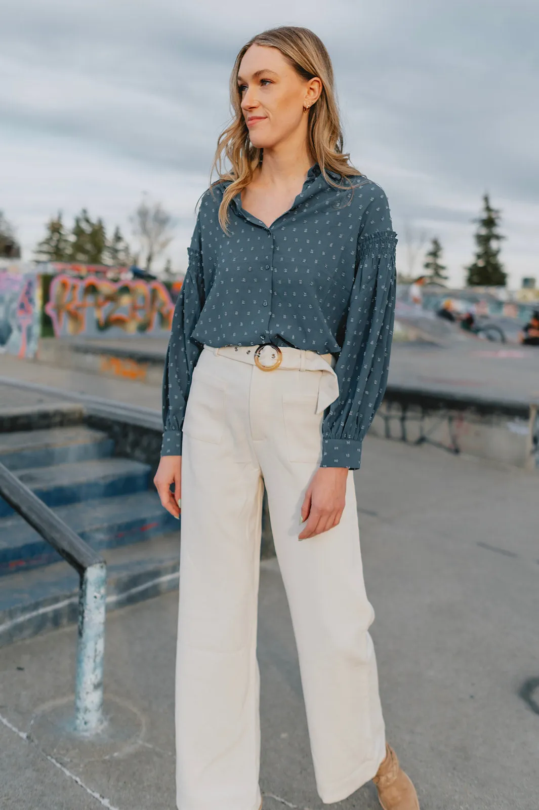 The Presley Blouse - Soft Blue