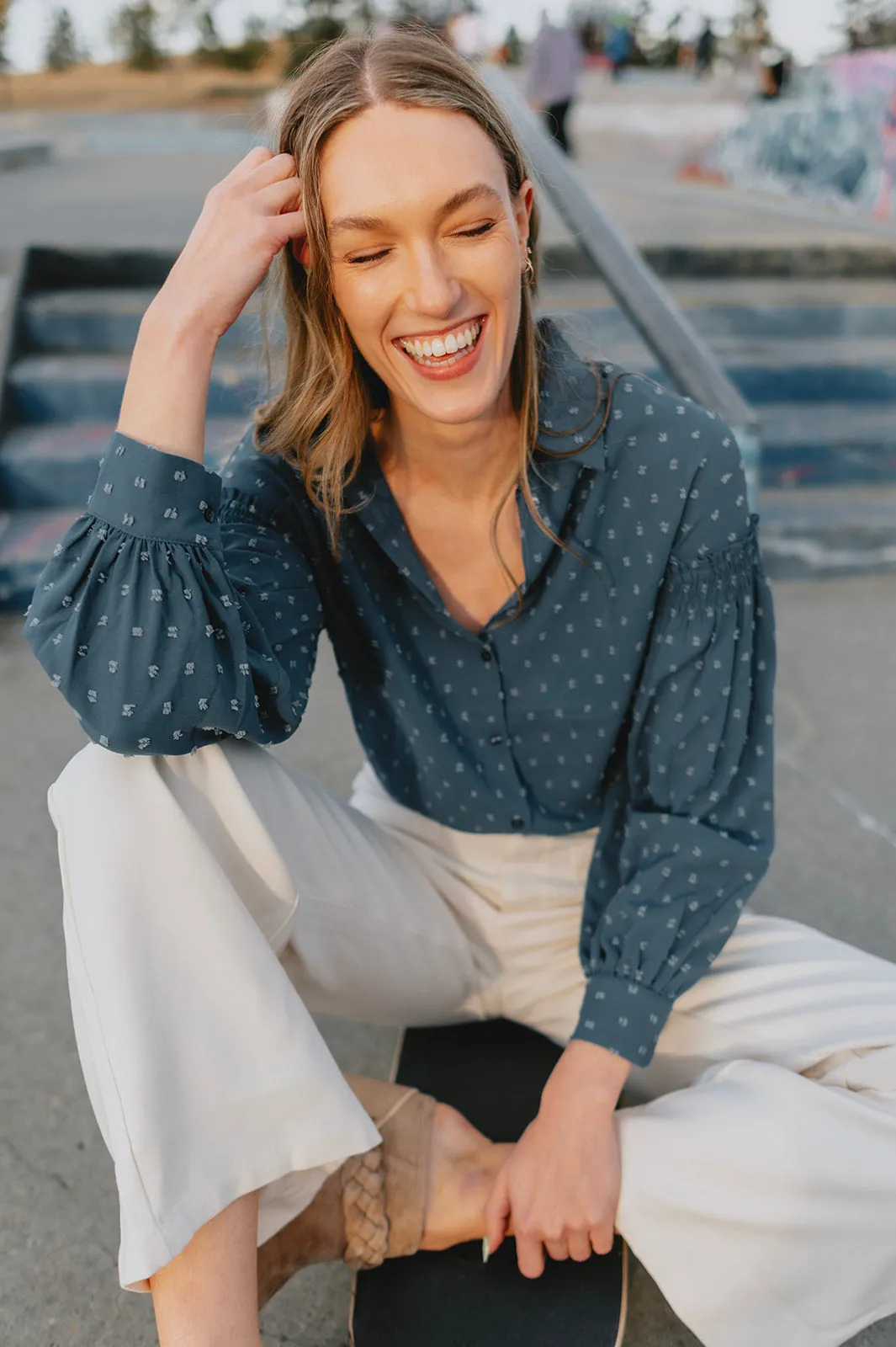 The Presley Blouse - Soft Blue