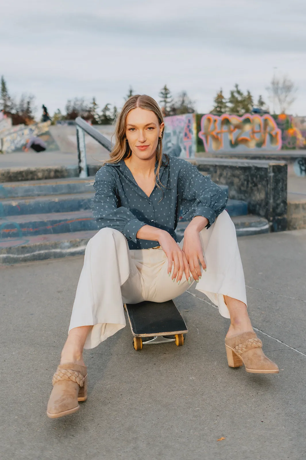 The Presley Blouse - Soft Blue