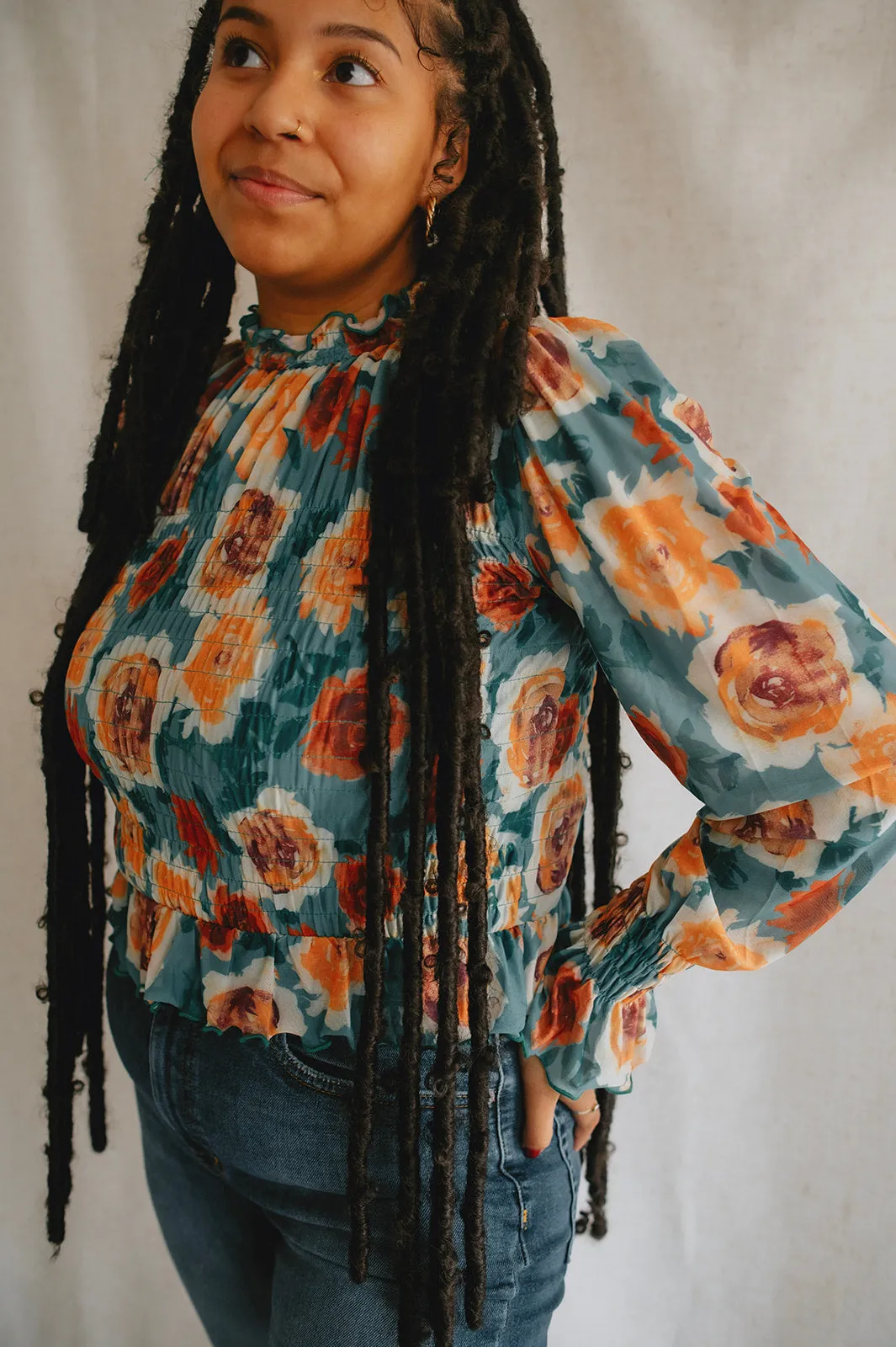 The Rose Mesh Peasant Top