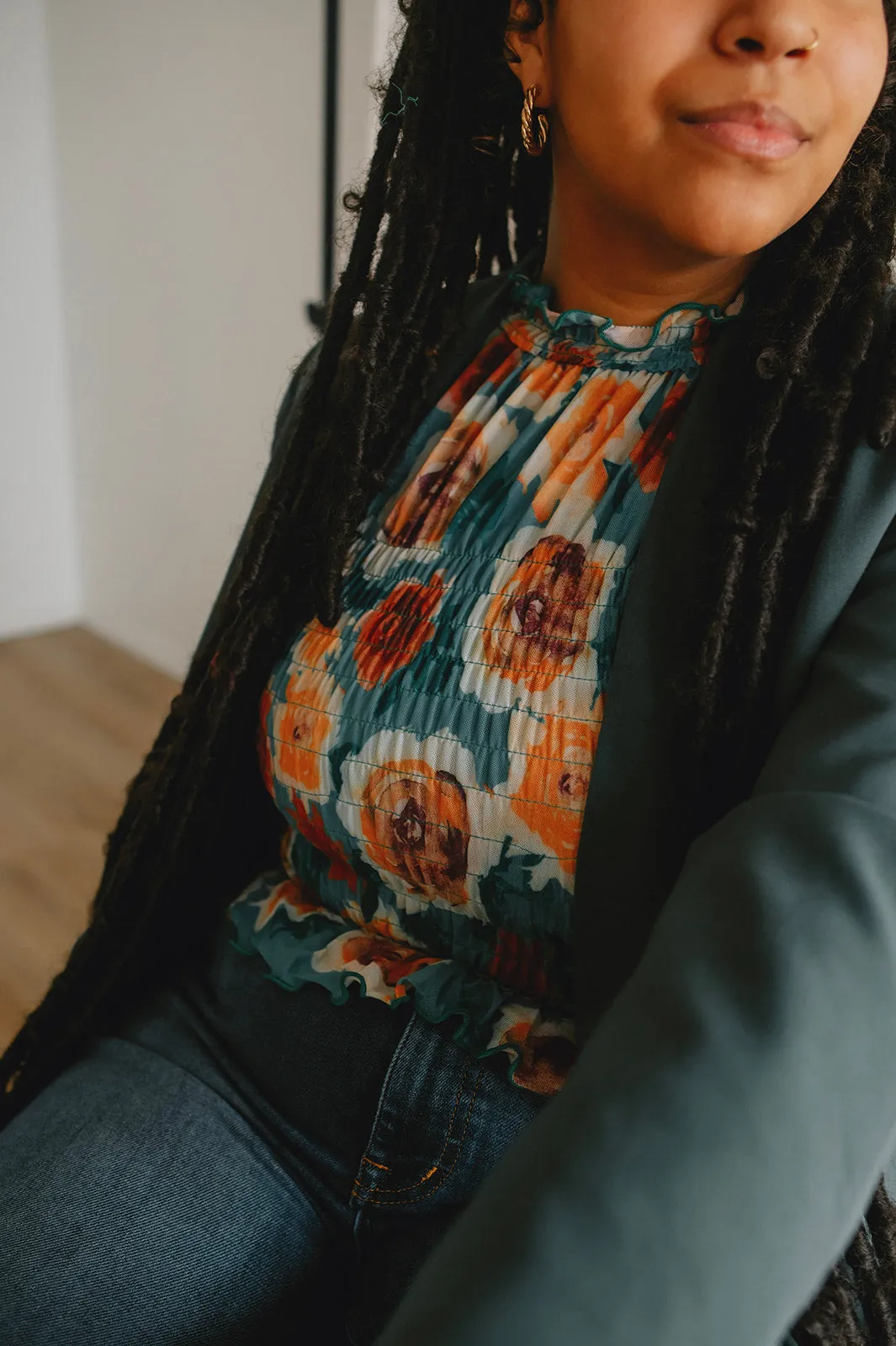 The Rose Mesh Peasant Top