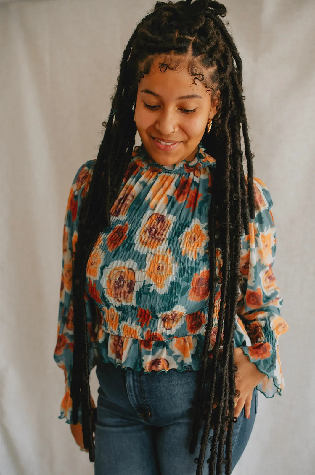 The Rose Mesh Peasant Top