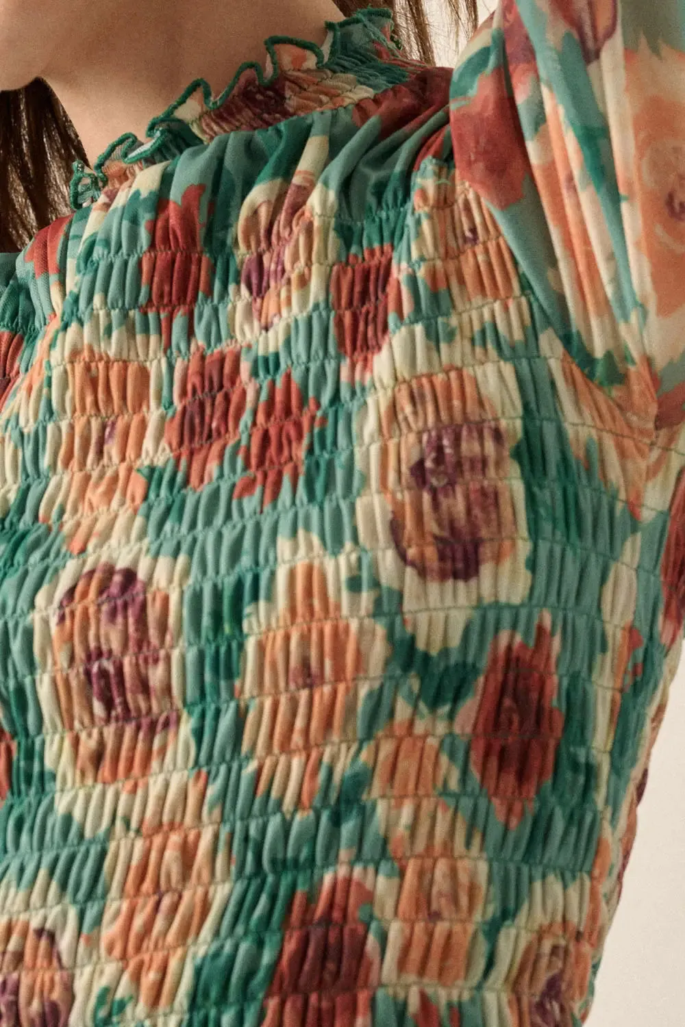 The Rose Mesh Peasant Top