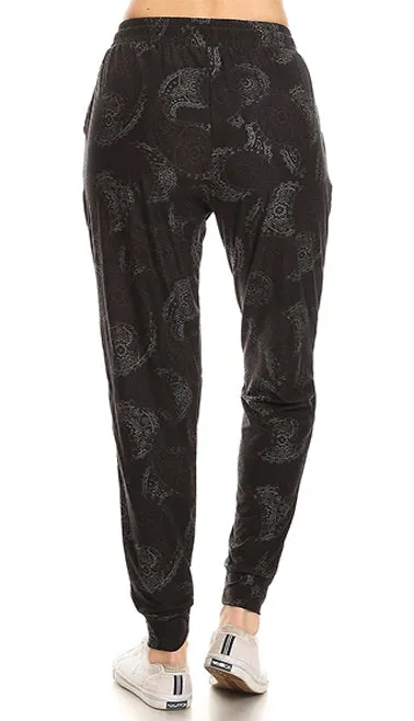 Ultra Soft Ebony Paisley Joggers with Pockets