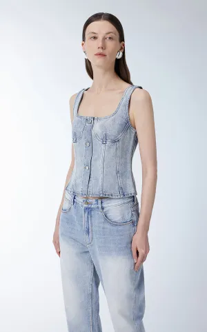 Vest / JNBY Cropped Cotton Denim Vest