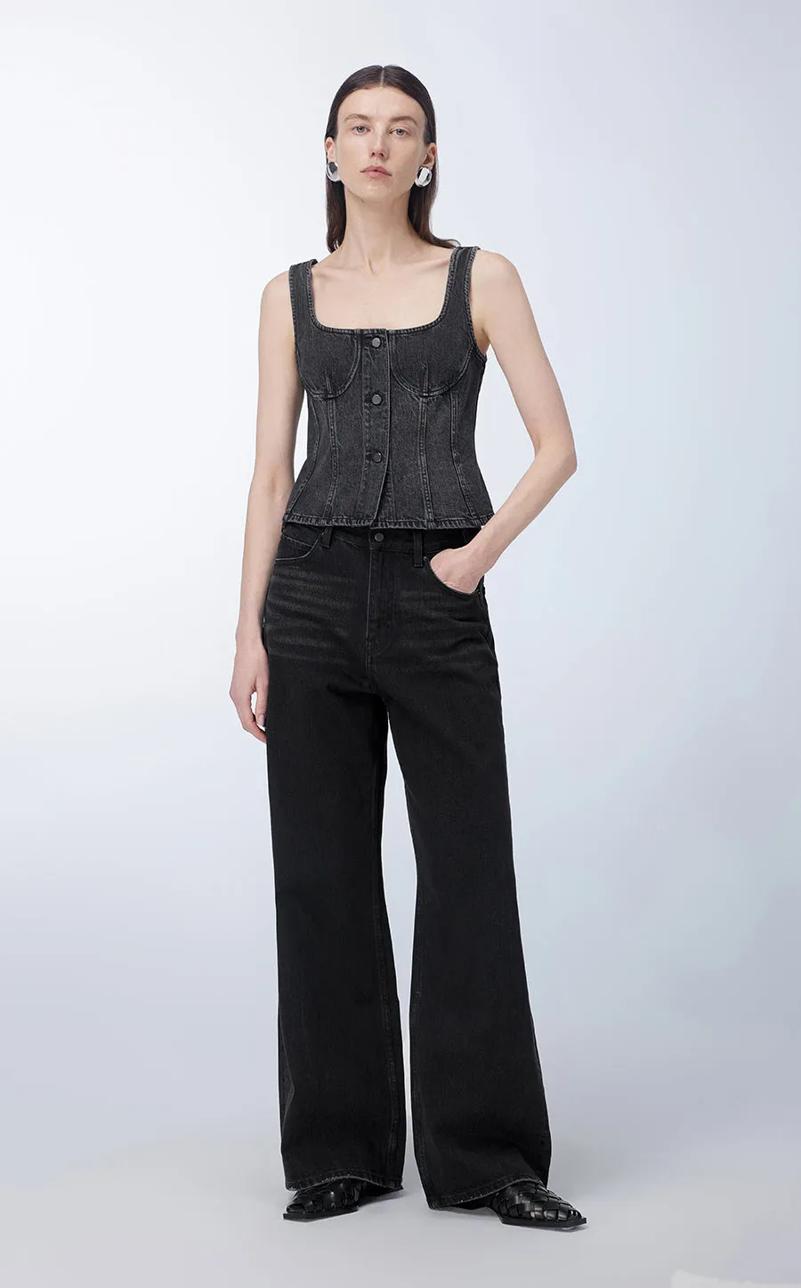 Vest / JNBY Cropped Cotton Denim Vest
