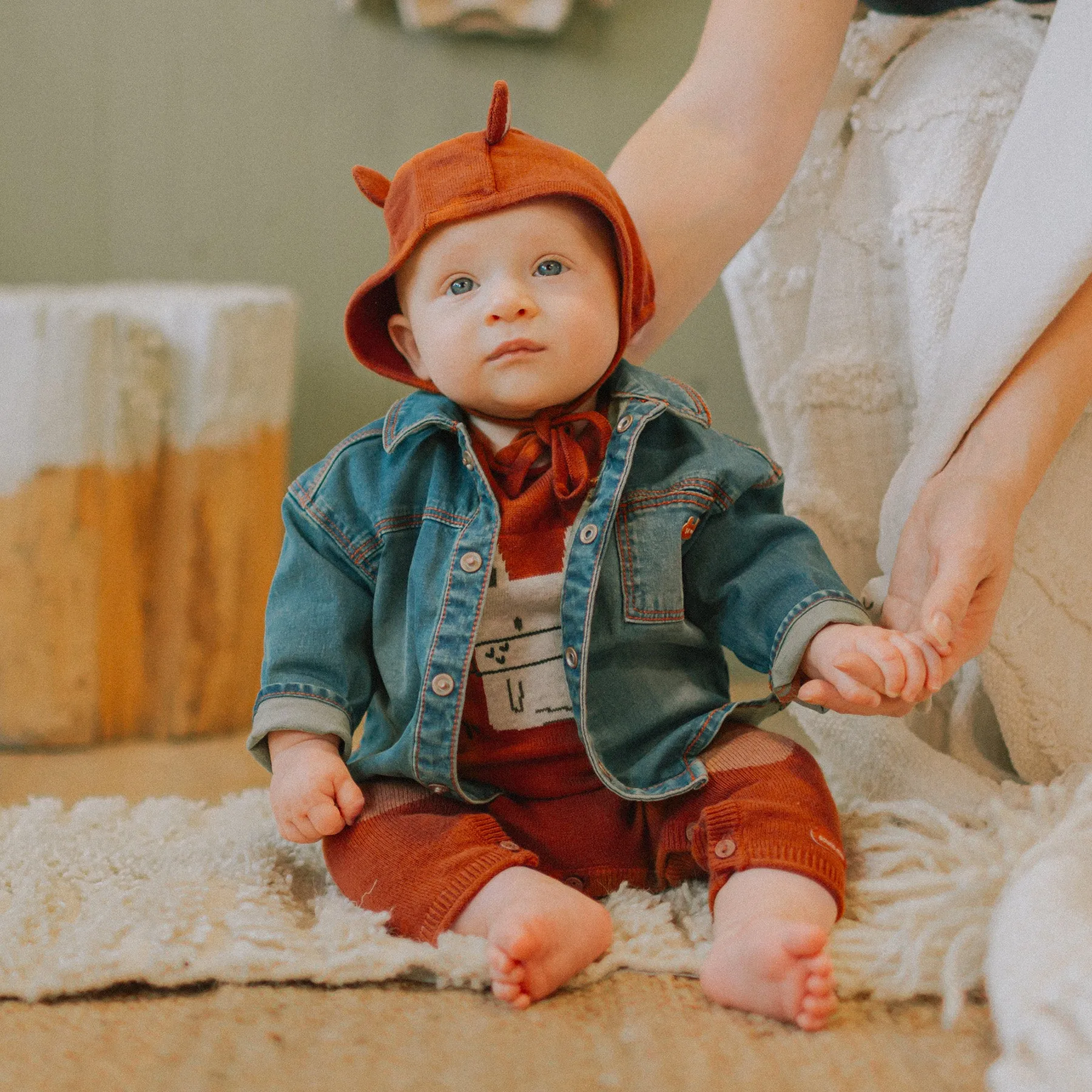 Veste en denim léger, naissance  || Light denim vest, newborn