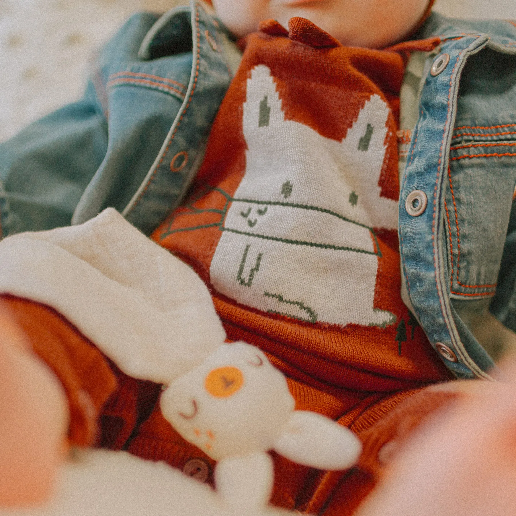 Veste en denim léger, naissance  || Light denim vest, newborn
