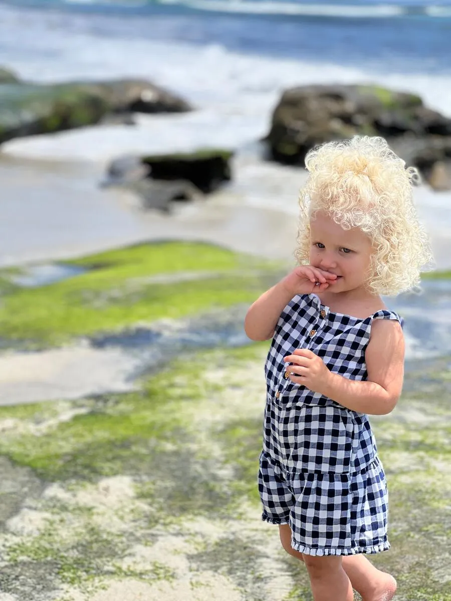 Vignette Maya Romper in Navy Plaid