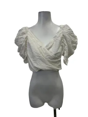 White Eyelet Smocked Top