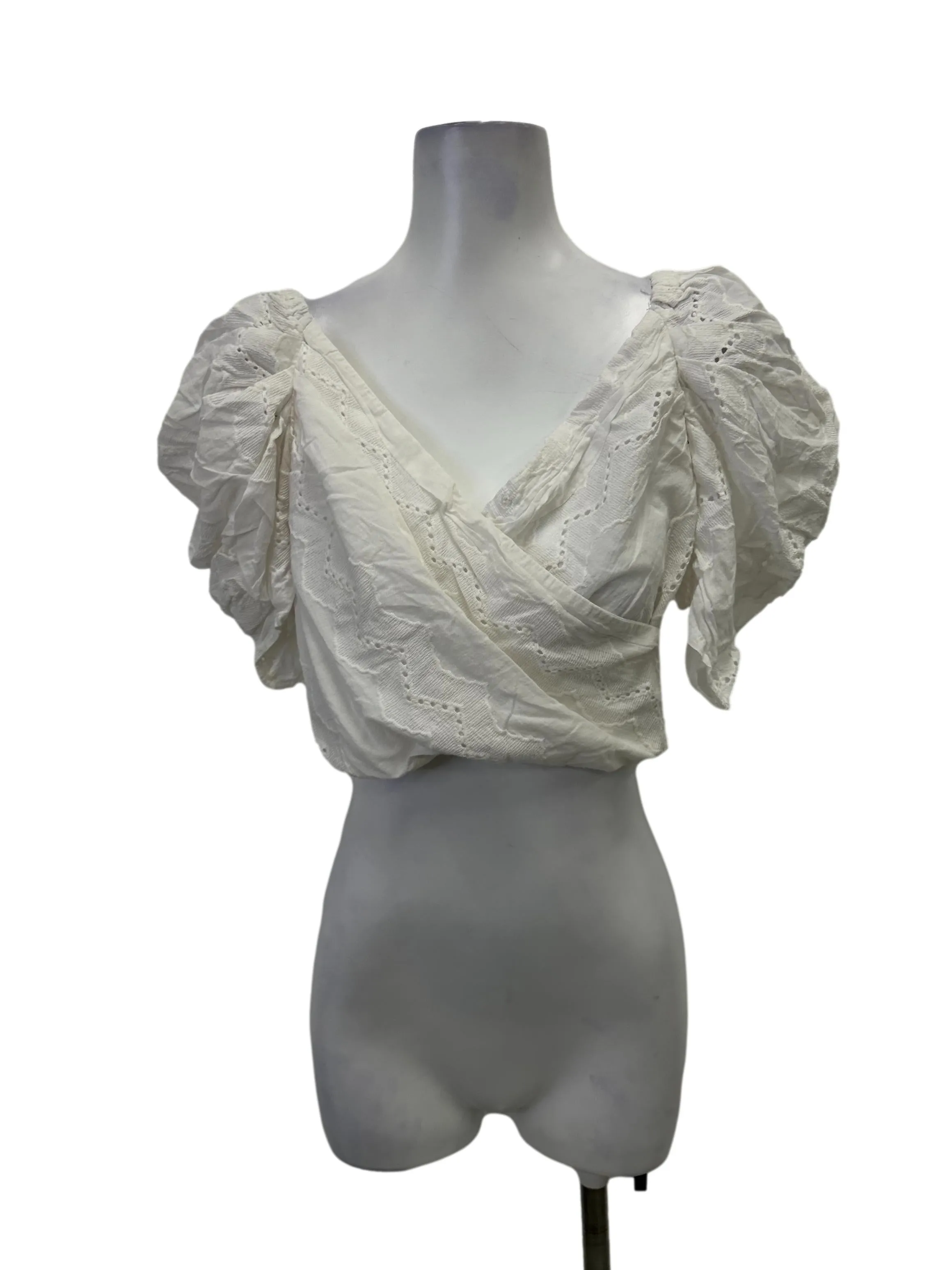 White Eyelet Smocked Top