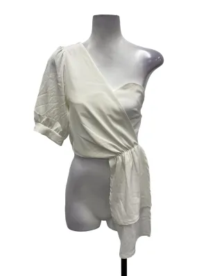 White One Shoulder Smocked Top