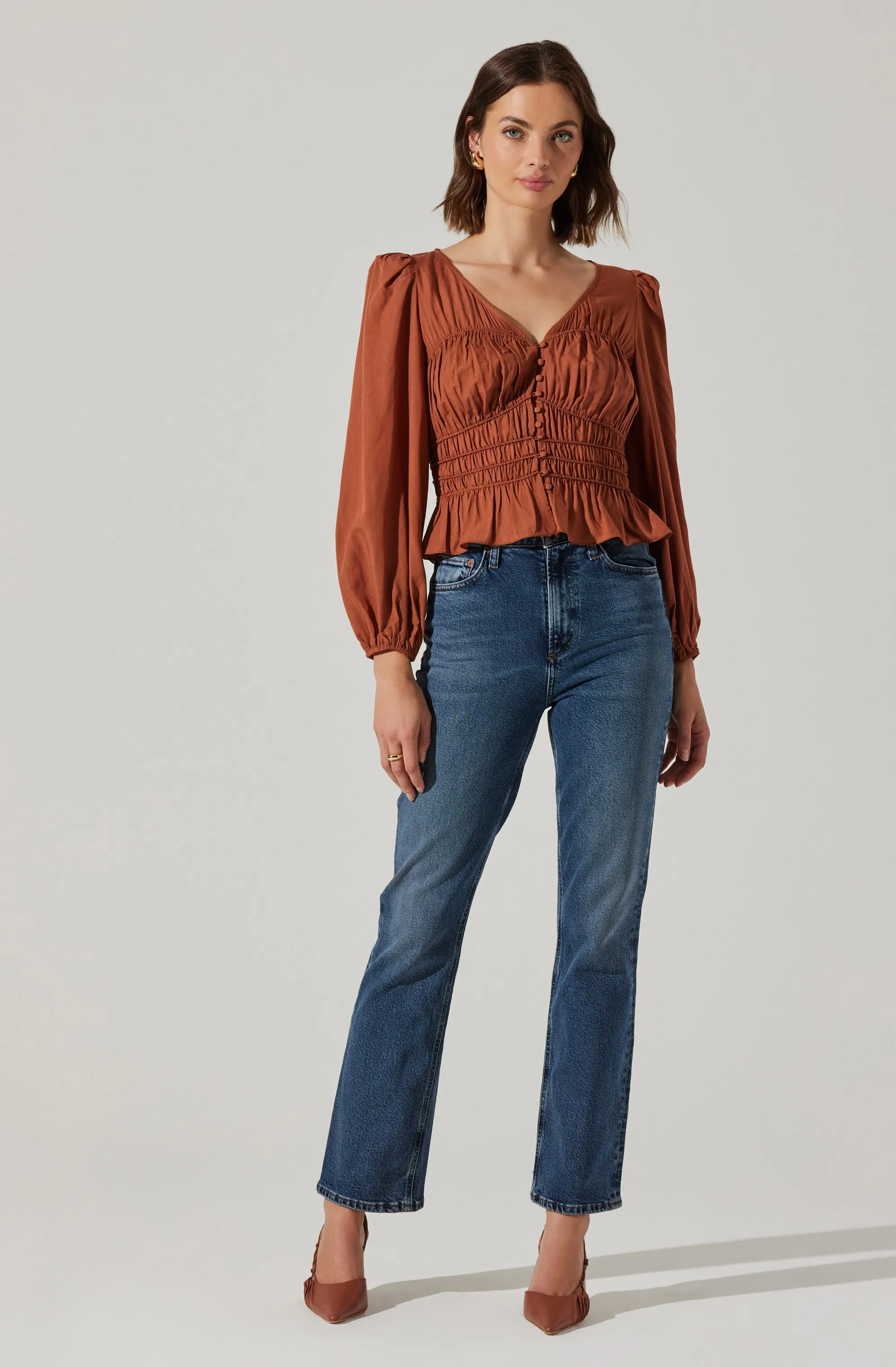Wilette Smocked V-Neck Top