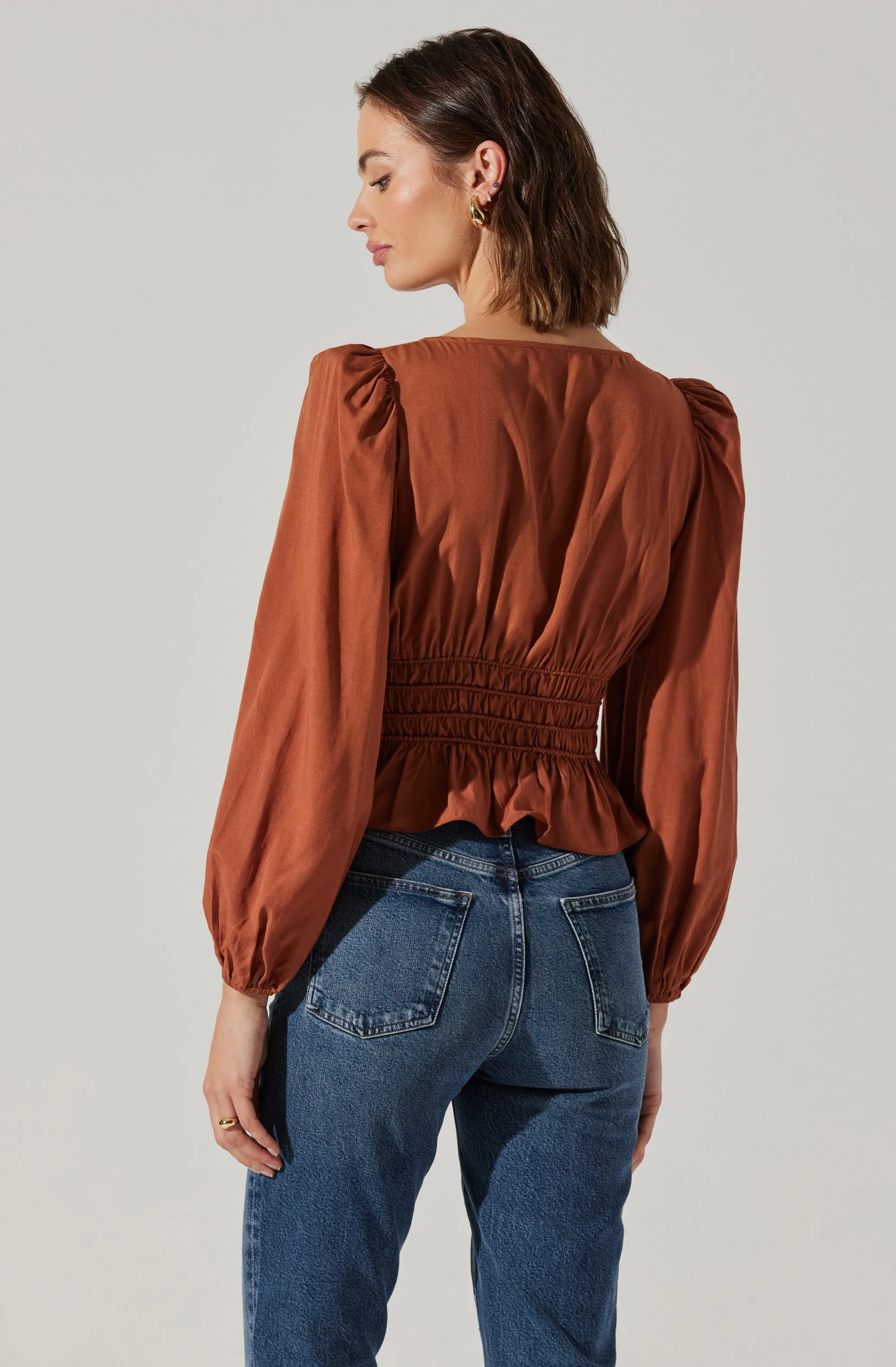 Wilette Smocked V-Neck Top