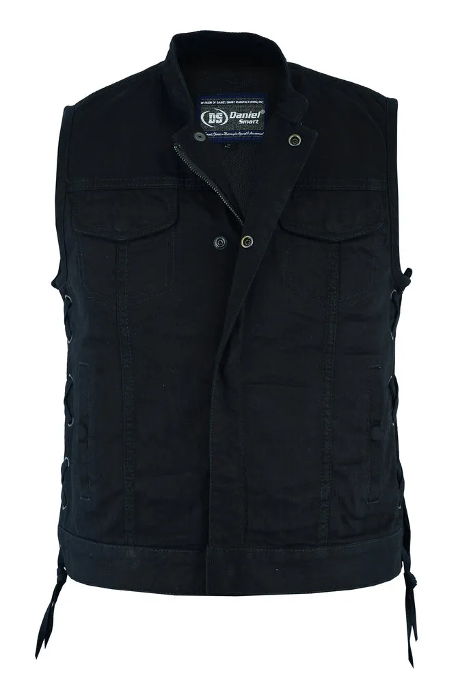 Women's Advance Side Laces Black Construction Denim Vest