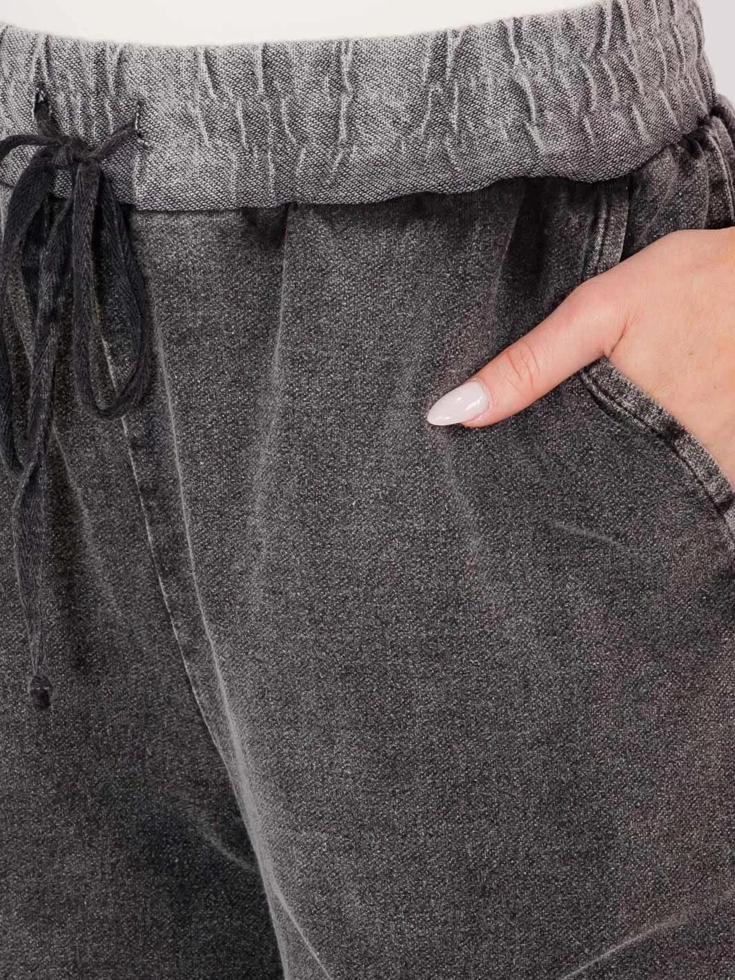 WOMEN'S ELASTIC WAIST FRONT POCKETS JOGGER PANTS