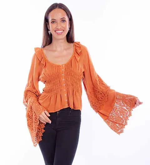 Women's Honey Creek Collection Blouse: Ruffle Neck Smock Front