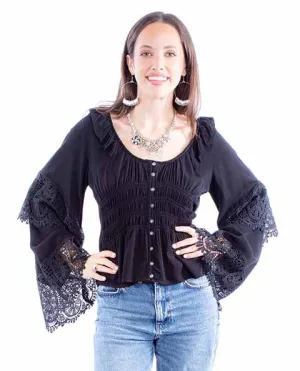 Women's Honey Creek Collection Blouse: Ruffle Neck Smock Front
