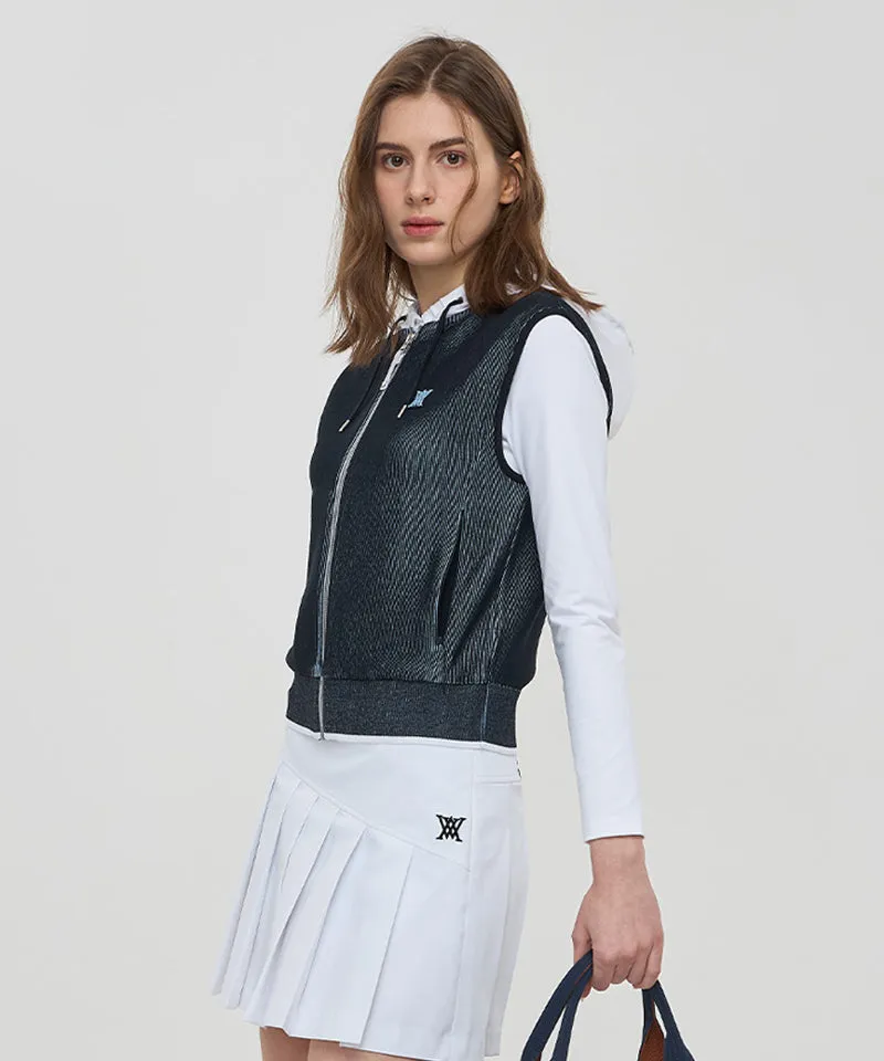 Women's Hoodie Sweater Vest - Navy