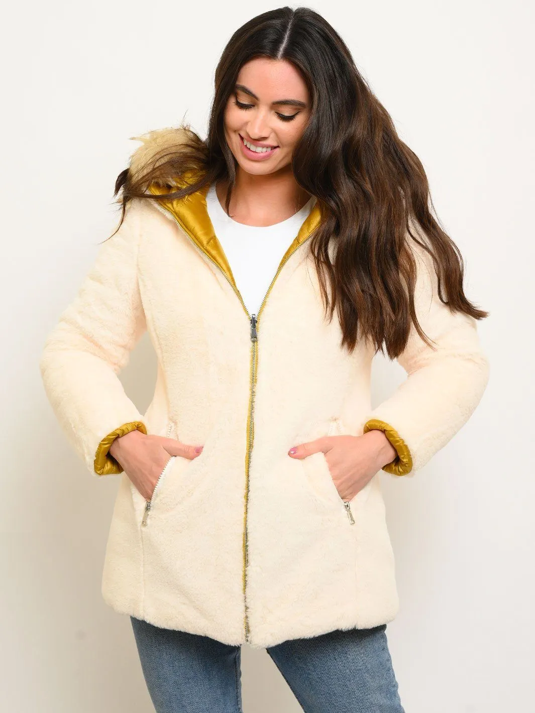 WOMEN'S LONG QUILTED REVERSIBLE COAT