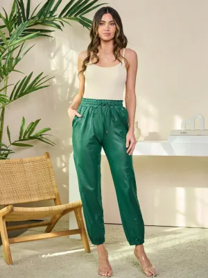 WOMEN'S STRETCH WAISTBAND POCKETS JOGGER LEGS PANTS