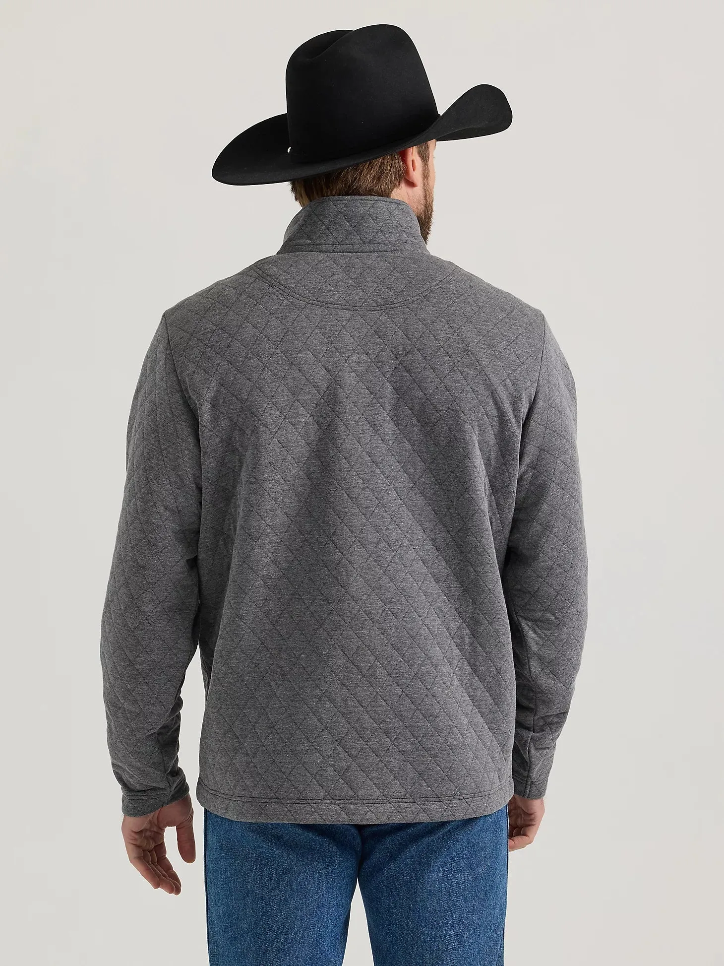 Wrangler 112352749 Charcoal George Strait Quarter-Zip Quilted Pullover Charcoal