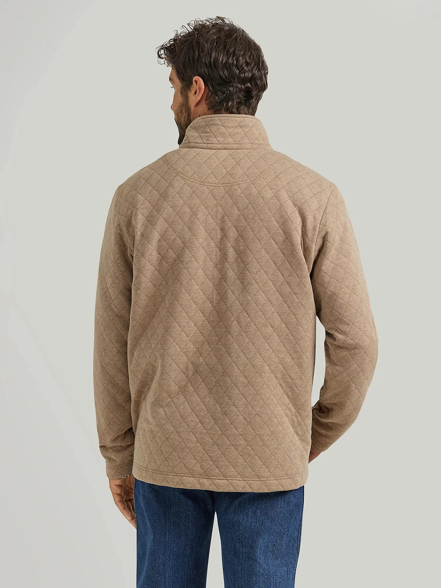 Wrangler 112352750 Taupe George Strait Quarter-Zip Quilted Pullover